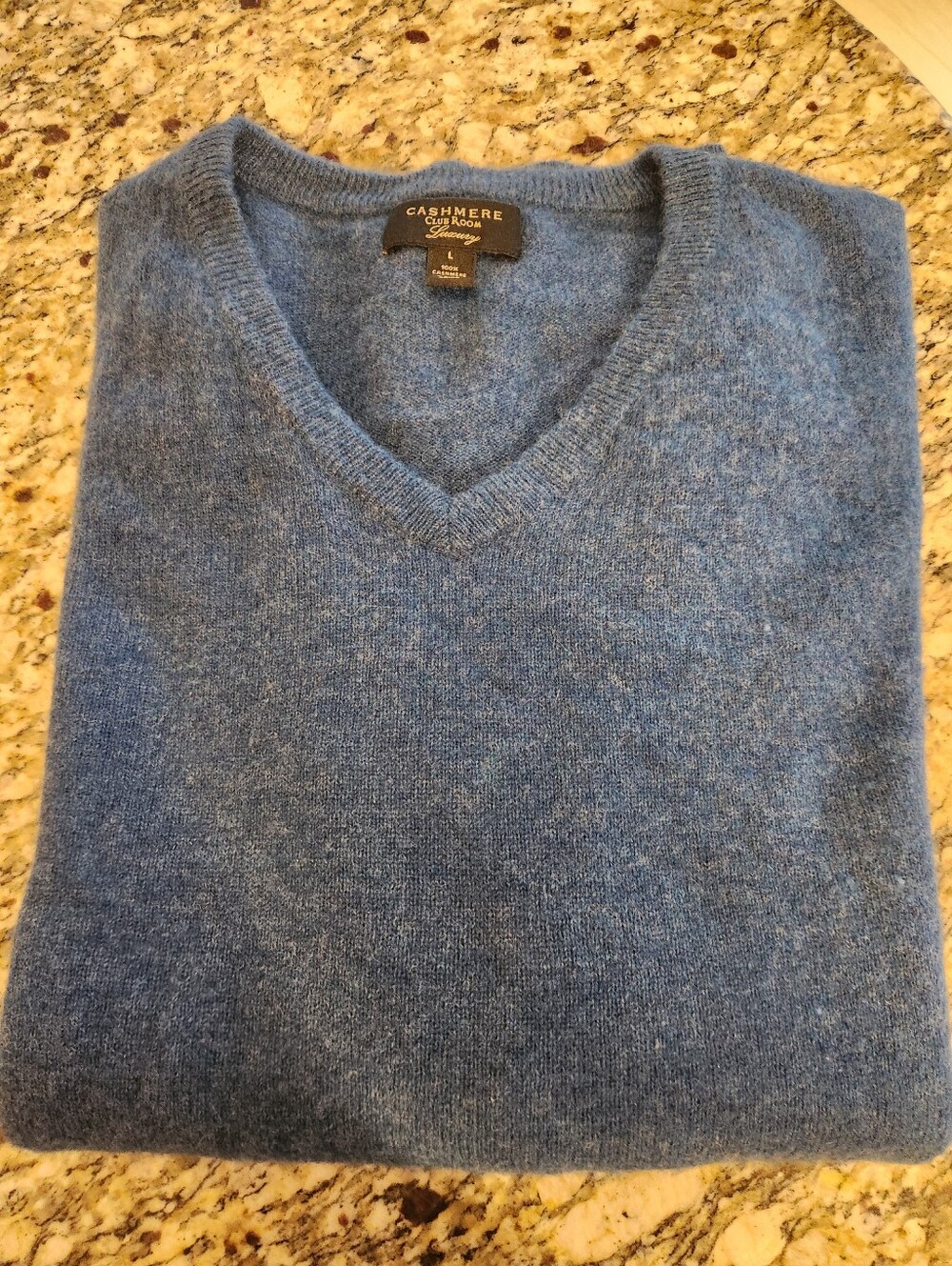 Club Room Men's V-Neck Cashmere Sweater - Heather Blue